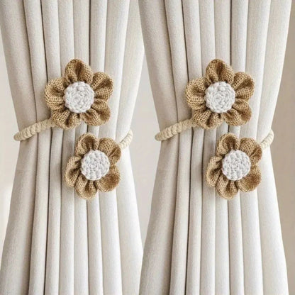 Brielle Gordijnbinders Set - Henneptouw, Elegant Bloemdesign 2