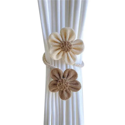 Brielle Gordijnbinders Set - Henneptouw, Elegant Bloemdesign 3