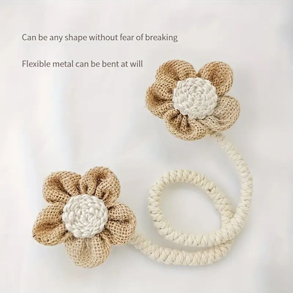 Brielle Gordijnbinders Set - Henneptouw, Elegant Bloemdesign 4