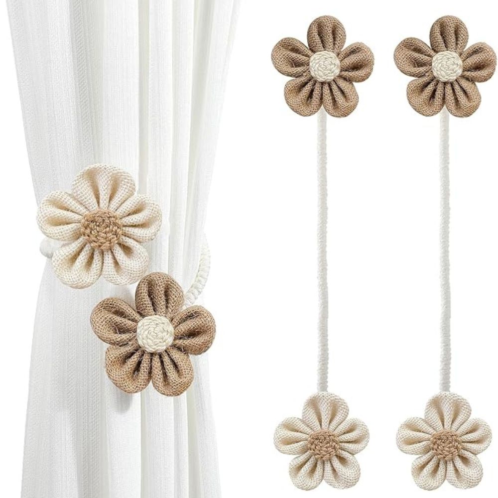 Brielle Gordijnbinders Set - Henneptouw, Elegant Bloemdesign 6