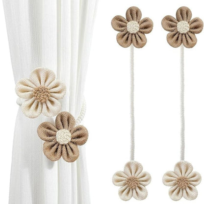 Brielle Gordijnbinders Set - Henneptouw, Elegant Bloemdesign 6