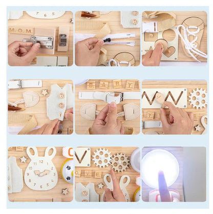4Little™ -  Montessori handgemaakte Activiteitenbord - Hout sensory speelgoed