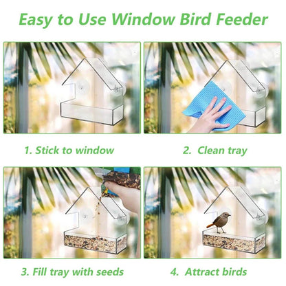 WindowBirdView™ – Transparante Raam Vogelvoederbak – 360° Vogel Observatie