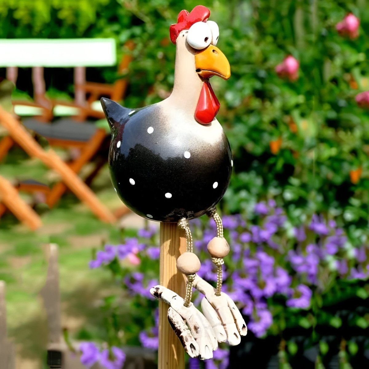 ChickCharm™ – Vrolijk Kipbeeldje met Grote Ogen – Tuin Decoratie Beeld