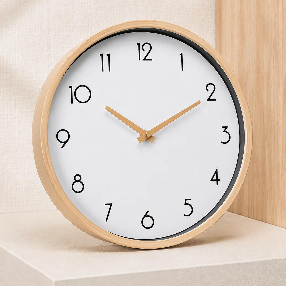 Caden Wandklok - Houten Frame, Stil Vloeiend Uurwerk 0