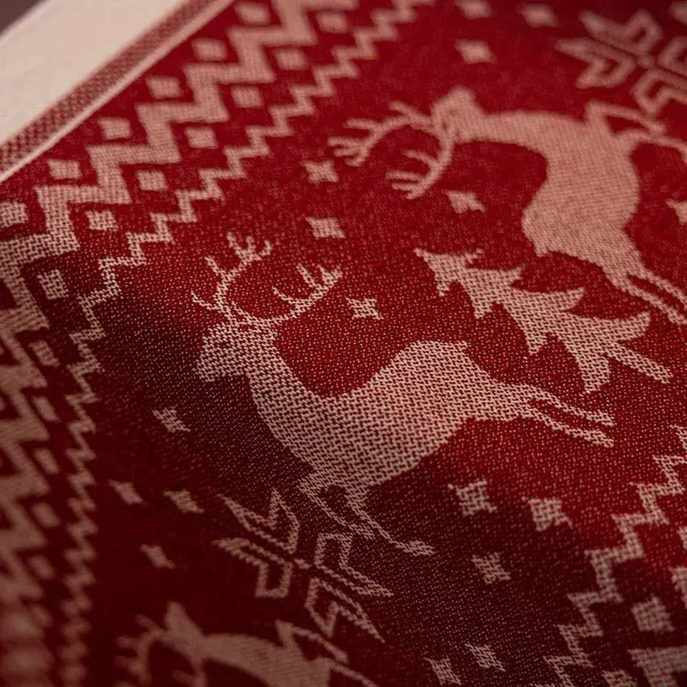 Caleo Tafelloper Kerst - Microvezel met Elanden en Kwastjes 4