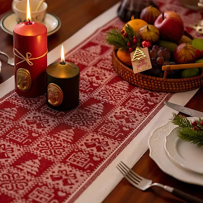 Caleo Tafelloper Kerst - Microvezel met Elanden en Kwastjes 5