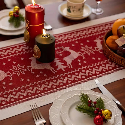 Caleo Tafelloper Kerst - Microvezel met Elanden en Kwastjes 7