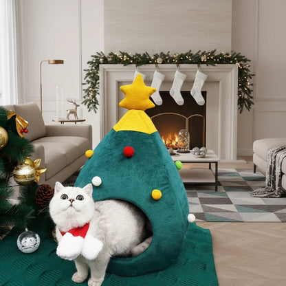 Calyra Kattenbed - Pluche, Feestelijk Kerstboomdesign 1