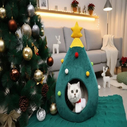 Calyra Kattenbed - Pluche, Feestelijk Kerstboomdesign 3