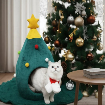 Calyra Kattenbed - Pluche, Feestelijk Kerstboomdesign 4