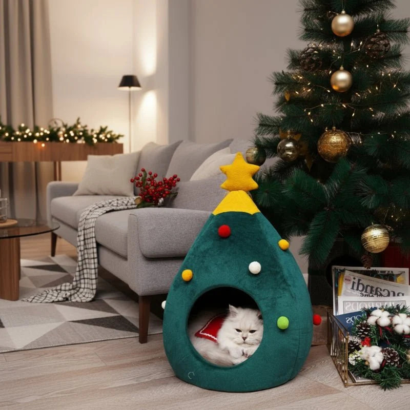 Calyra Kattenbed - Pluche, Feestelijk Kerstboomdesign 8