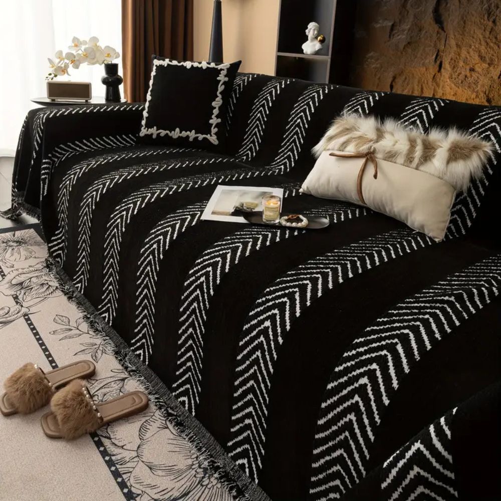 Cevron Bankhoes - Zachte Microvezel, Boho-Stijl 1