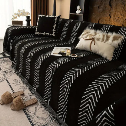 Cevron Bankhoes - Zachte Microvezel, Boho-Stijl 1