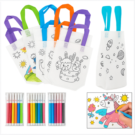ColorCarry™ – Kleur-je-Eigen Tas Set – Creatieve Knutselactiviteit voor Kinderen