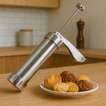 BiscuitPressPro™ – Aluminium Koekjespers met 20 Vormpjes – Spritskoekjes & Decoratie Set