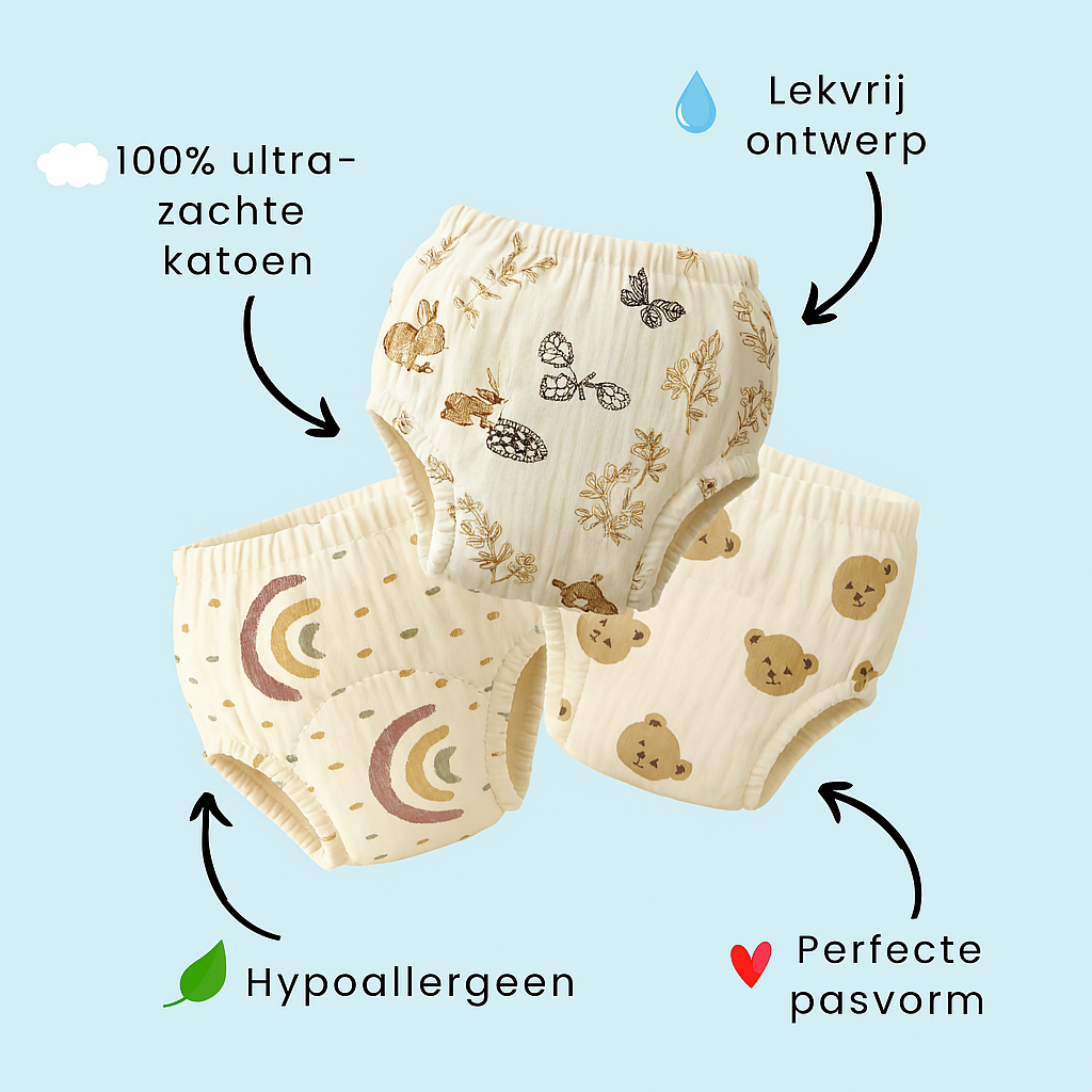 PottyPals™ – Herbruikbare Pottytrainer van Katoen – Peuter Training Broekje