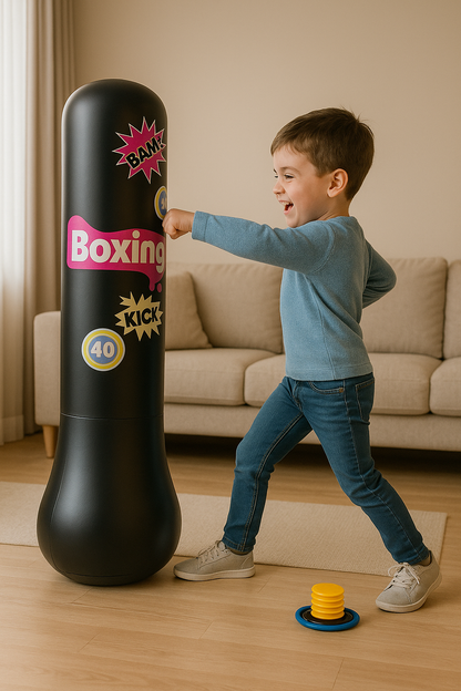 StootPlezier™ – Opblaasbare Bokszak met Handschoenen – Actief Spel voor Kinderen