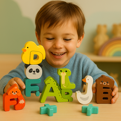 WoordWoud™ – Houten Alfabetpuzzel met Dieren – Leren, Spelen & Ontdekken