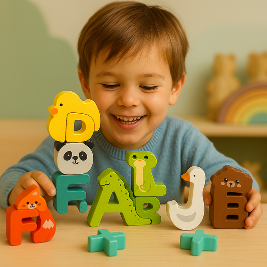 WoordWoud™ – Houten Alfabetpuzzel met Dieren – Leren, Spelen & Ontdekken