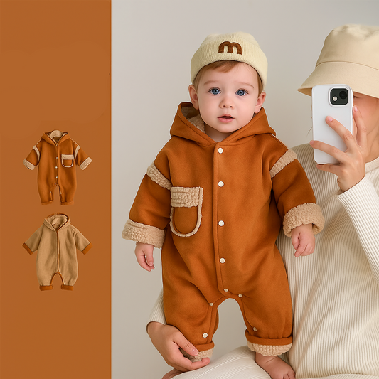 CozyCubby™ – Omkeerbare Winterromper met Capuchon – Warme Baby Jumpsuit