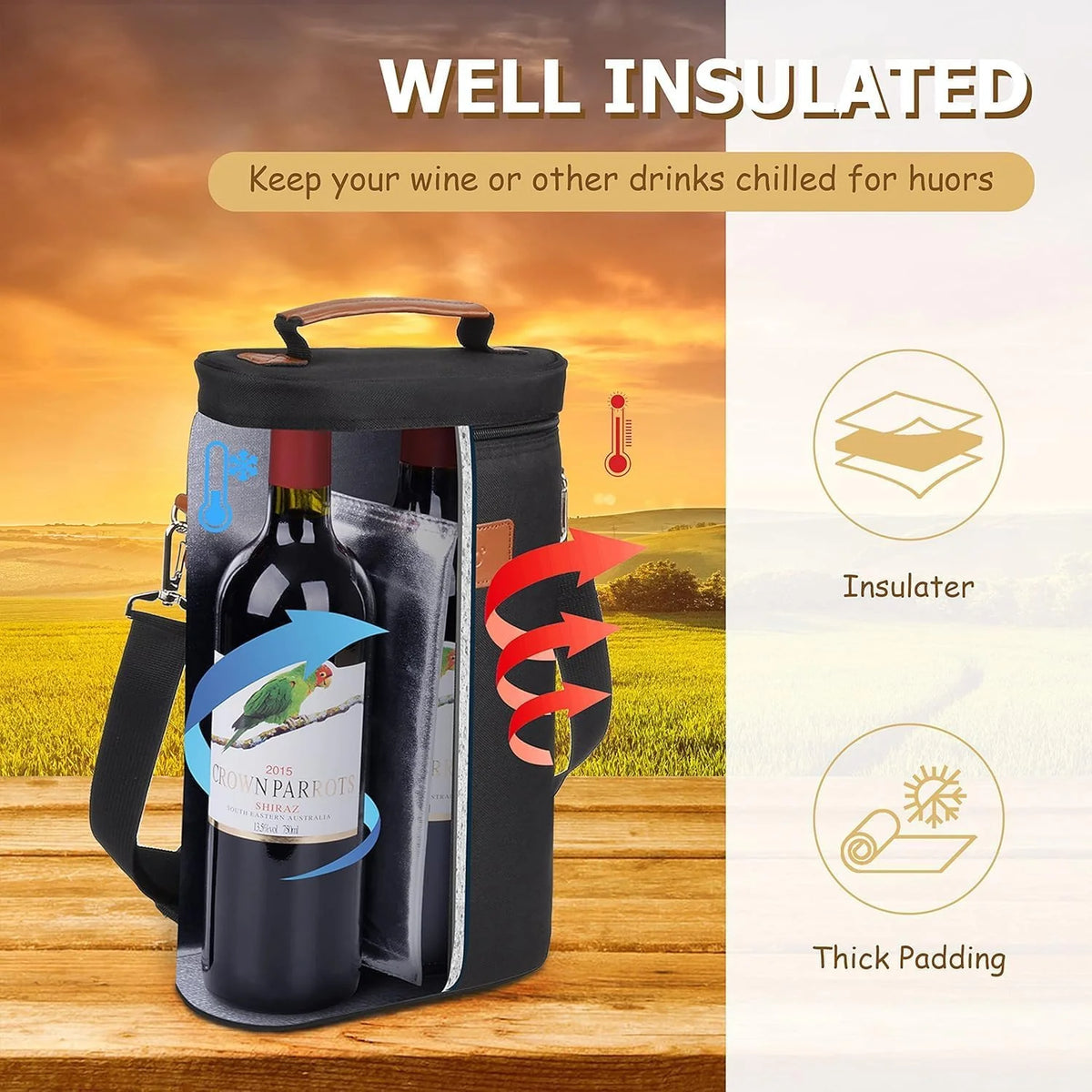 Ciel Wine Tote - Geïsoleerd, Geschikt voor 2 Flessen 5