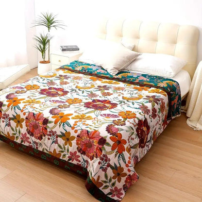 Cleo Floral Dekenworp - 100% Katoen, Omkeerbaar Bloemenpatroon 0