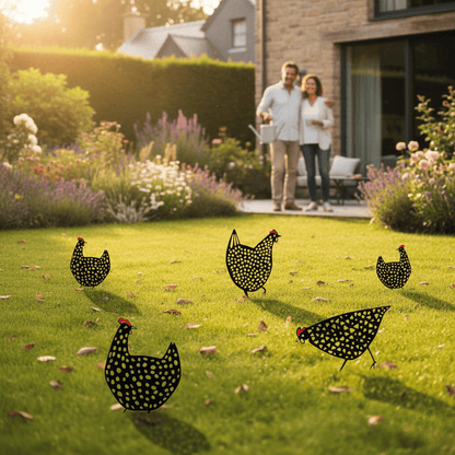 RustiCluck™ – Weerbestendige Metalen Kippen Decoratie – Rustieke Tuin Sfeeraccent