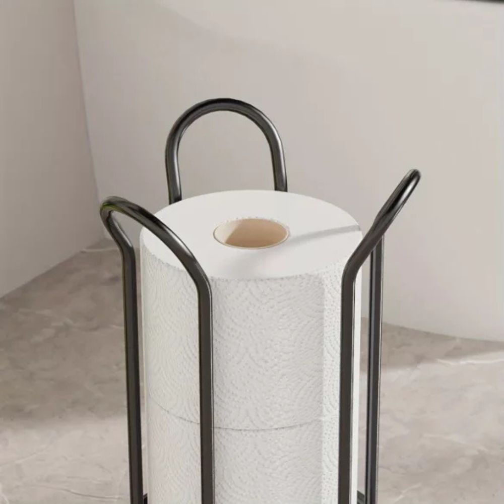 CoreStacker™ – Vrijstaand Toiletrol Rek – Compact 3-Rollen Tissue Organizer