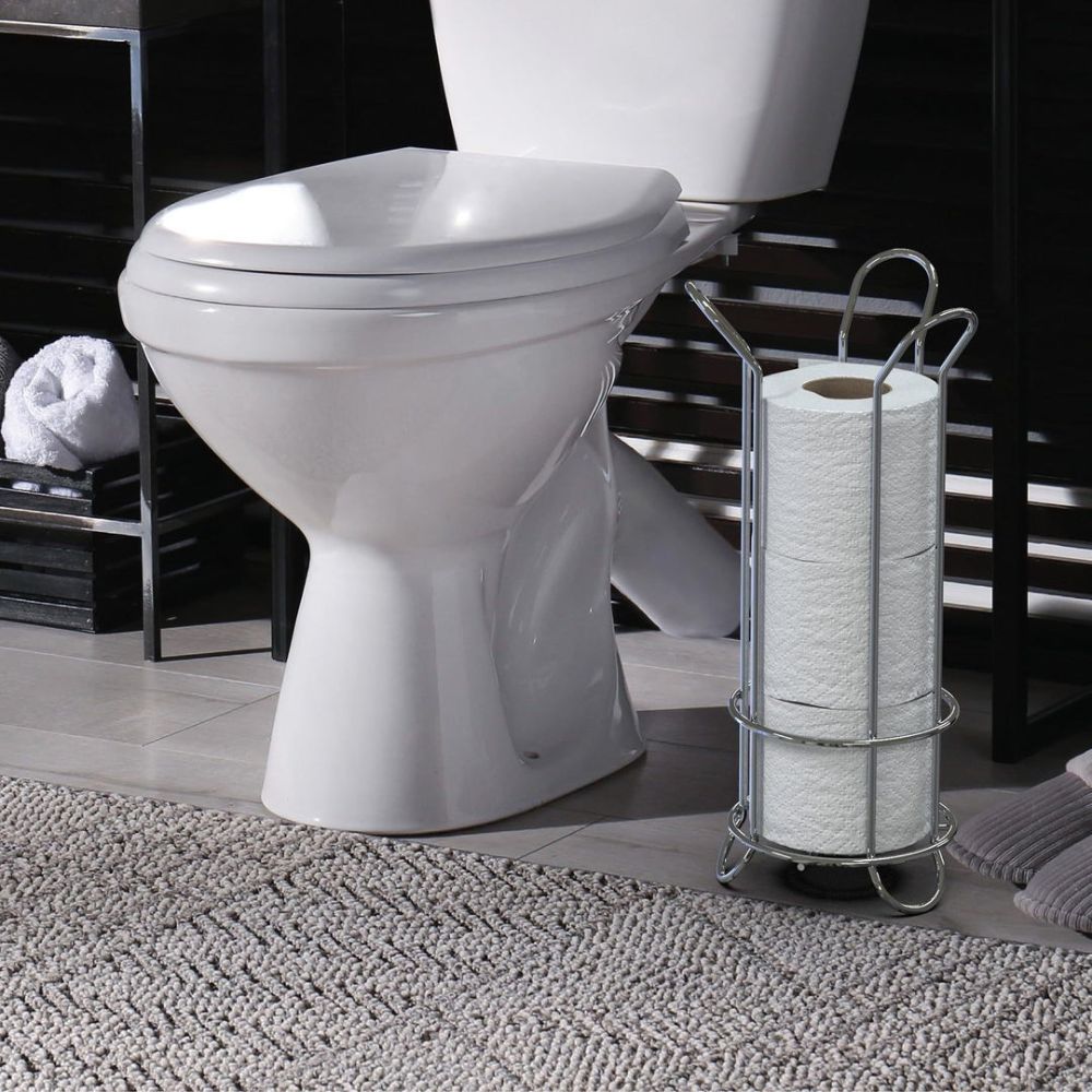 CoreStacker™ – Vrijstaand Toiletrol Rek – Compact 3-Rollen Tissue Organizer