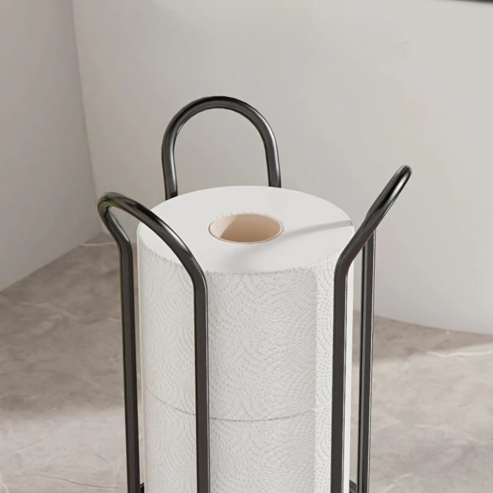 CoreStacker™ – Vrijstaand Toiletrol Rek – Compact 3-Rollen Tissue Organizer
