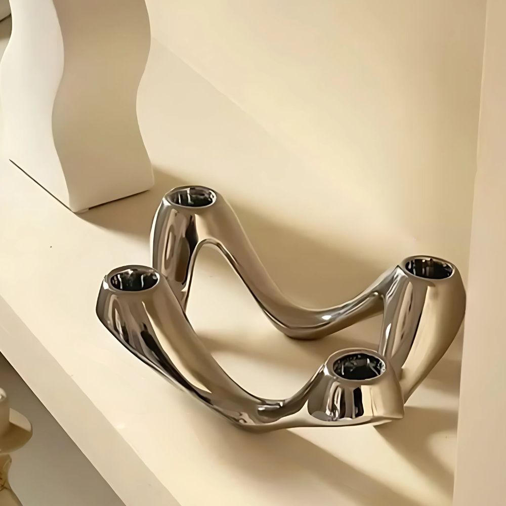 Cosmo Ripple Kaarsenhouder - Keramiek, Sculpturaal Design 3