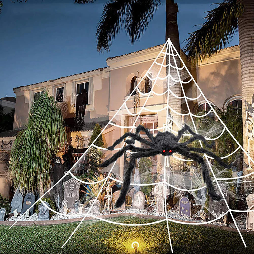 Creston Halloween Spinnenweb XXL - Pluizig, Weerbestendig, 5 Meter, Halloween Decoratie Voor Buiten 2