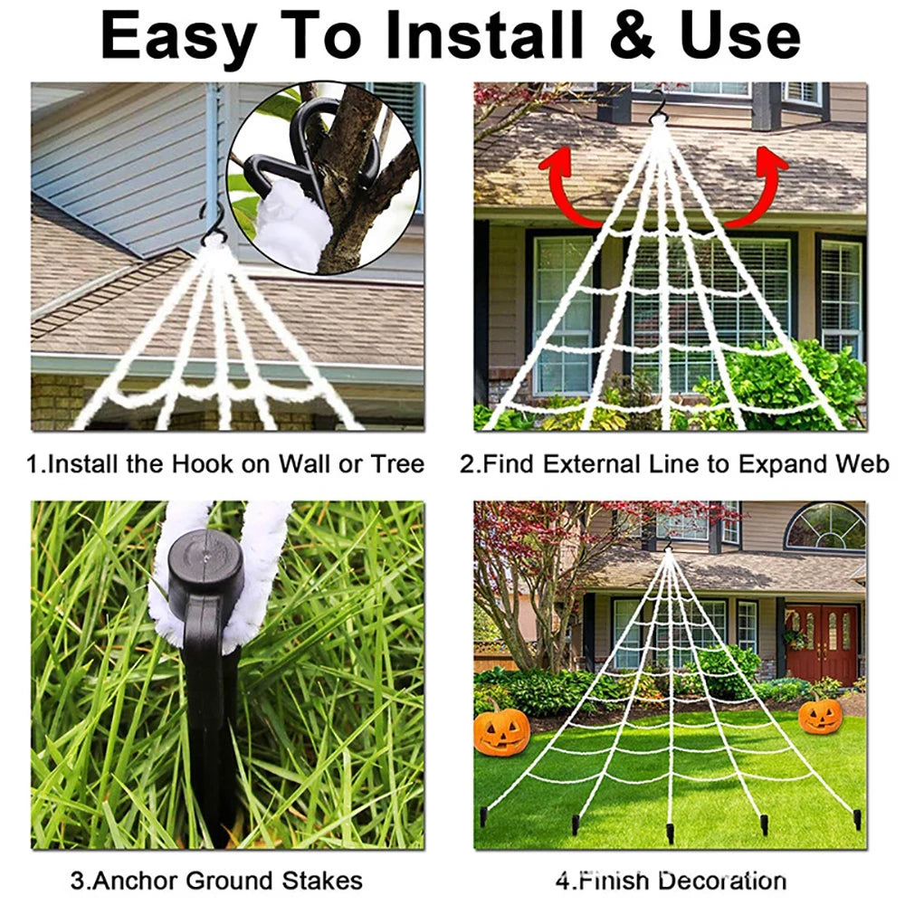 Creston Halloween Spinnenweb XXL - Pluizig, Weerbestendig, 5 Meter, Halloween Decoratie Voor Buiten 5