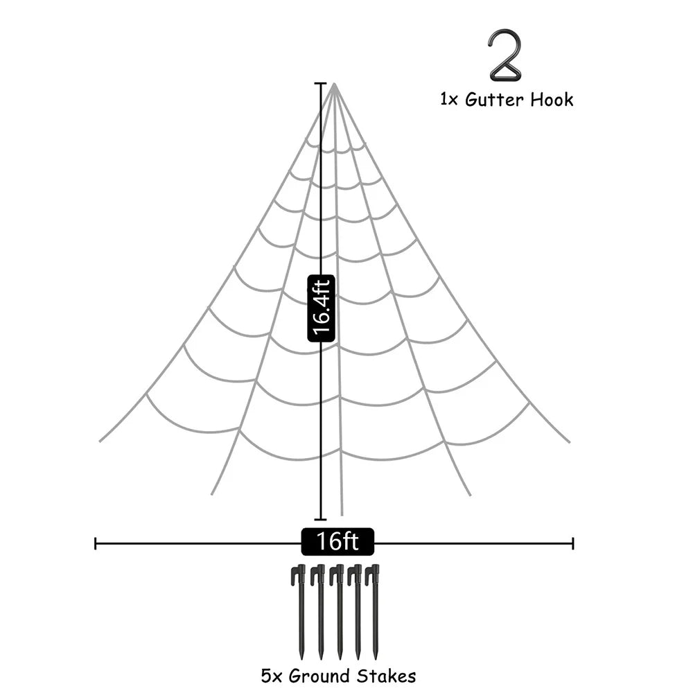 Creston Halloween Spinnenweb XXL - Pluizig, Weerbestendig, 5 Meter, Halloween Decoratie Voor Buiten 6