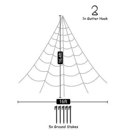 Creston Halloween Spinnenweb XXL - Pluizig, Weerbestendig, 5 Meter, Halloween Decoratie Voor Buiten 6