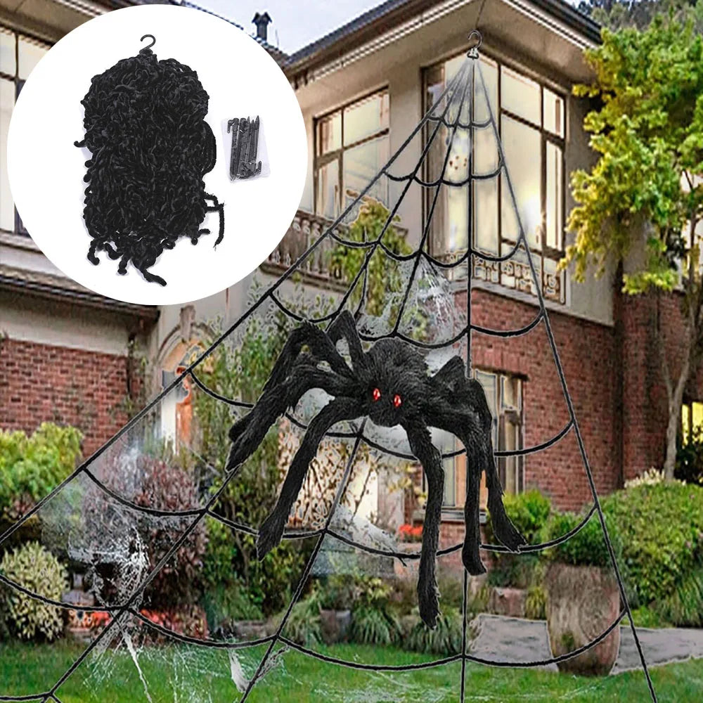 Creston Halloween Spinnenweb XXL - Pluizig, Weerbestendig, 5 Meter, Halloween Decoratie Voor Buiten 7