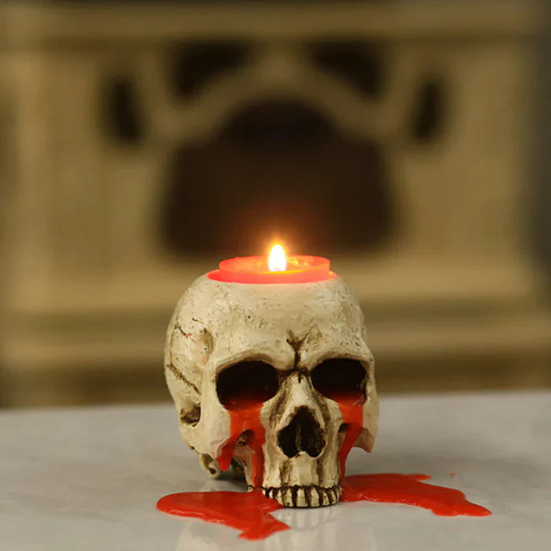 Cyrus Doodskop Kaarsenhouder - Hars, Uniek Halloween Decor 3