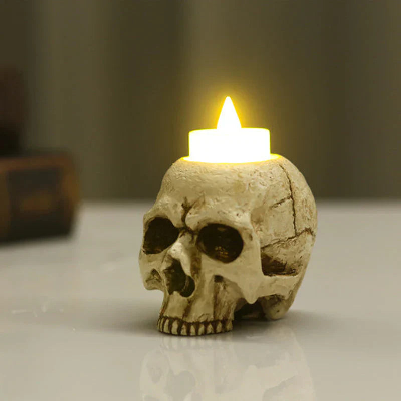 Cyrus Doodskop Kaarsenhouder - Hars, Uniek Halloween Decor 5