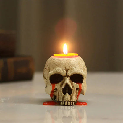 Cyrus Doodskop Kaarsenhouder - Hars, Uniek Halloween Decor 6