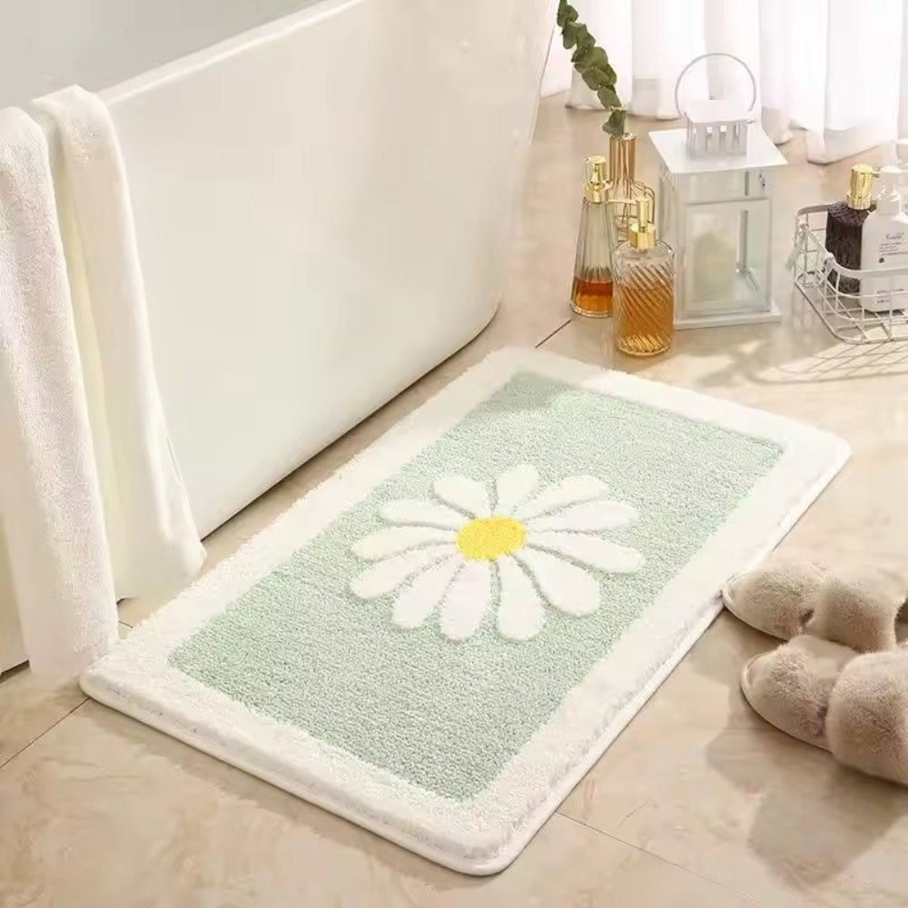 Daisy Bloom Badmat - Zacht Microvezel, Antislip voor Veiligheid 0