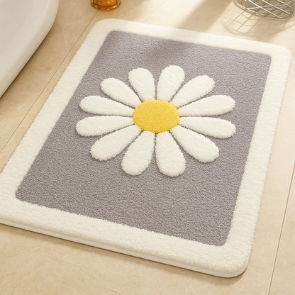 Daisy Bloom Badmat - Zacht Microvezel, Antislip voor Veiligheid 1