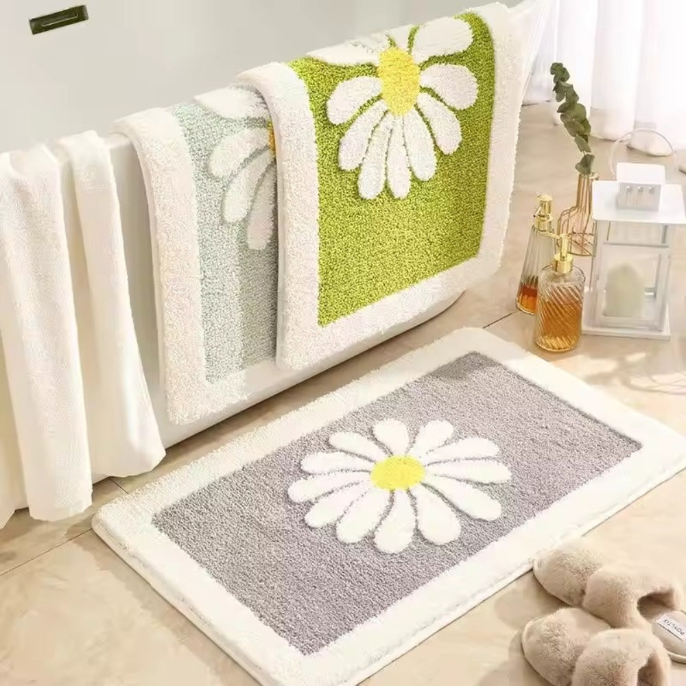 Daisy Bloom Badmat - Zacht Microvezel, Antislip voor Veiligheid 5