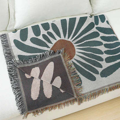 Dalia Woven Blanket - Cotton-Blend with Daisy Pattern 1