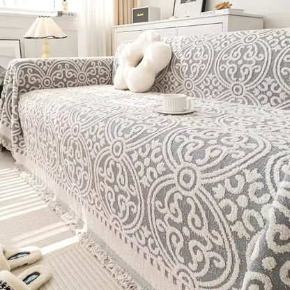 Dazzle Bankhoes - Zachte Microvezel, Vintage Jacquard met Franjes 2