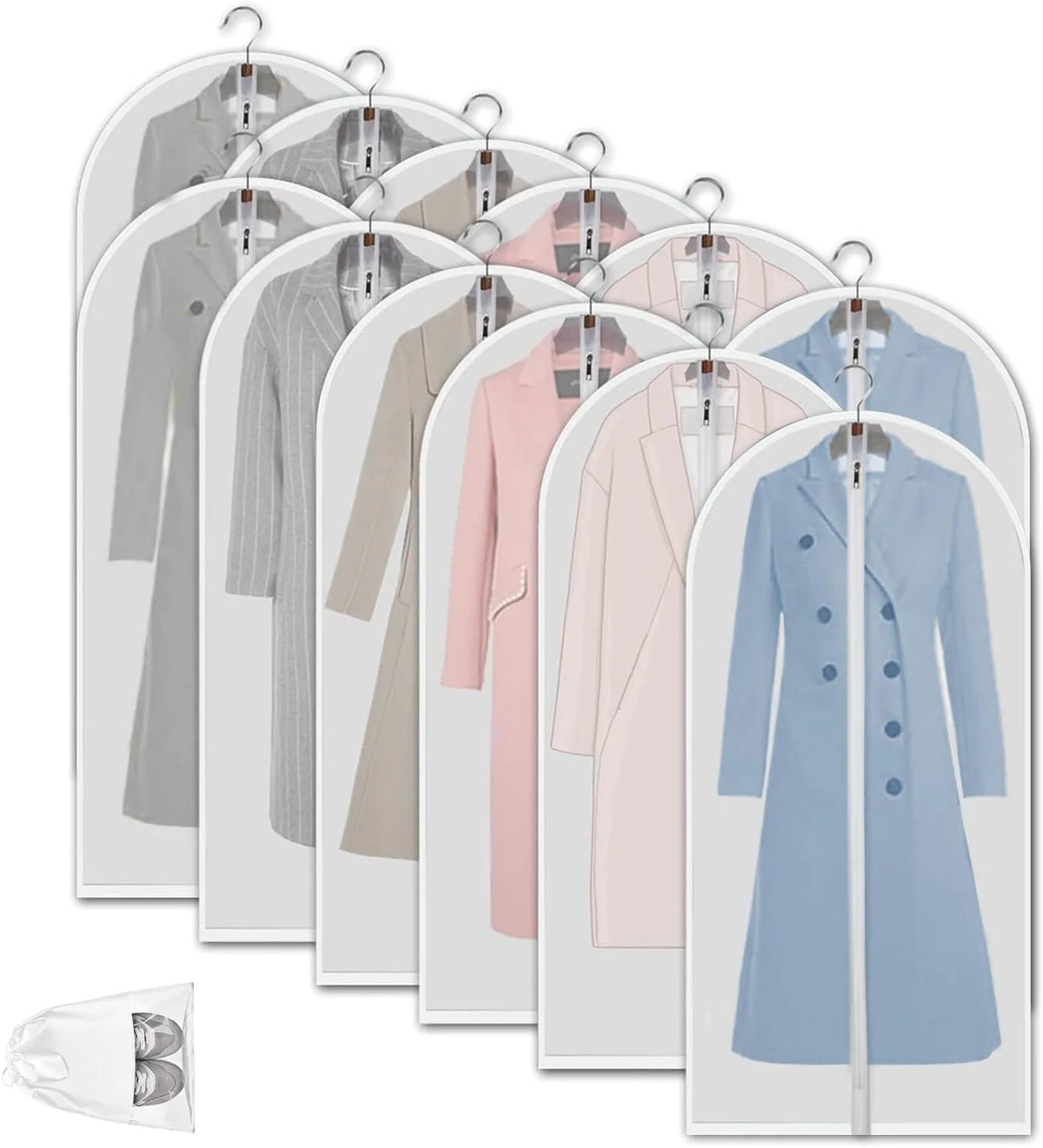 Dextra Kledingzakken Set - Transparant PEVA, 12 Stuks 10