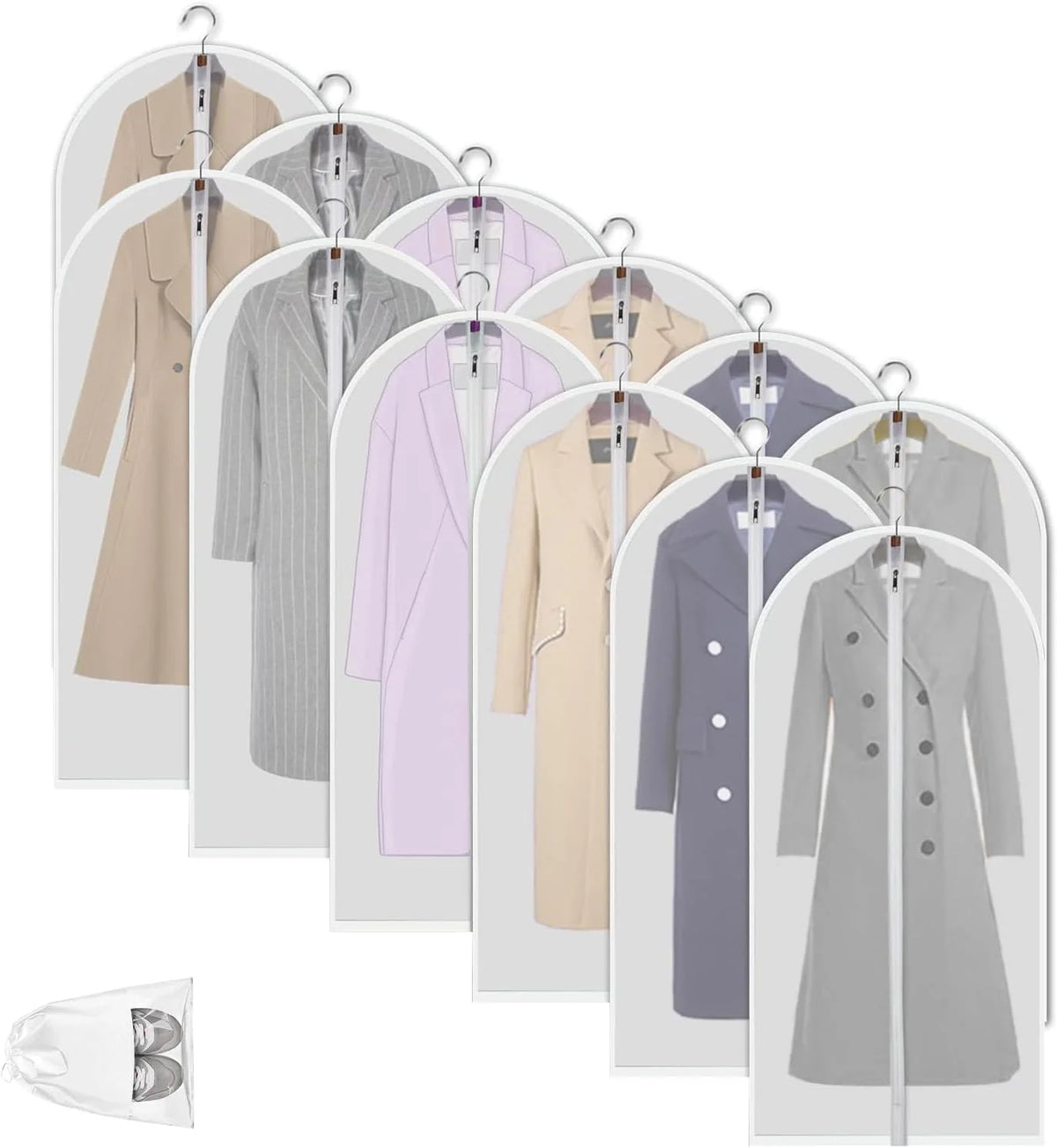 Dextra Kledingzakken Set - Transparant PEVA, 12 Stuks 3