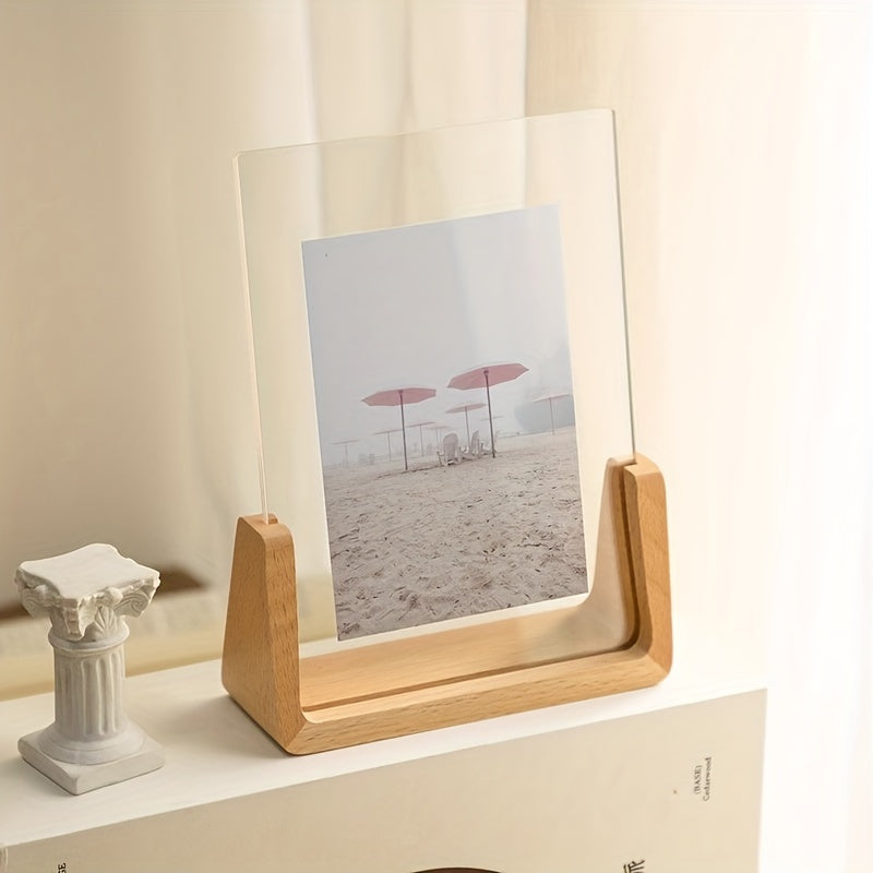 UFrameLuxe™ – U-Vorm Foto Frame van Hout & Acryl – Moderne Staande Fotolijst
