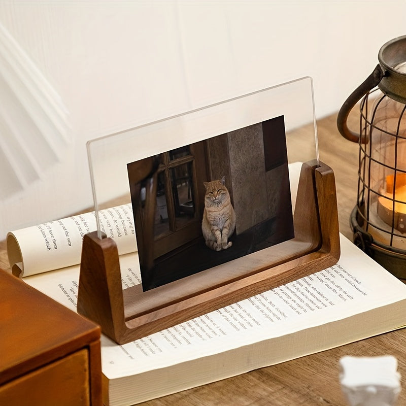 UFrameLuxe™ – U-Vorm Foto Frame van Hout & Acryl – Moderne Staande Fotolijst
