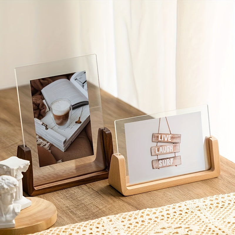 UFrameLuxe™ – U-Vorm Foto Frame van Hout & Acryl – Moderne Staande Fotolijst